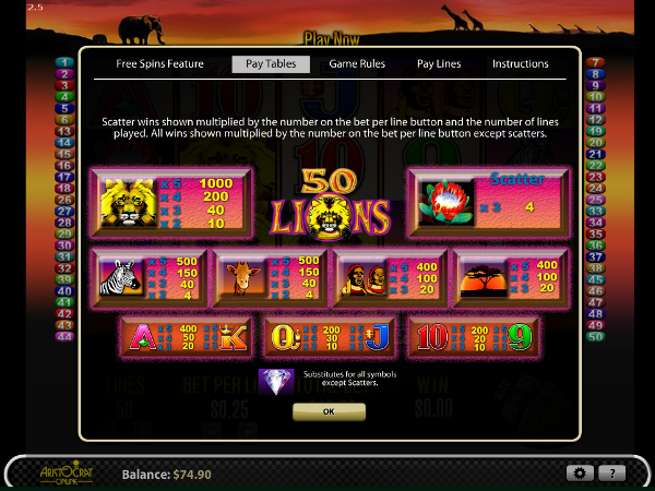 Игровой автомат 50 Lions - золотые приключения ждут вас в казино Вулкан Вегас