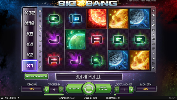 Игровой автомат Big Bang - уверенная игра в казино Чемпион принесет большие выигрыши