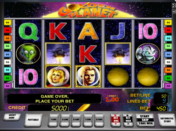 Игровой автомат Golden Planet - просторы открытого космоса в казино Вулкан